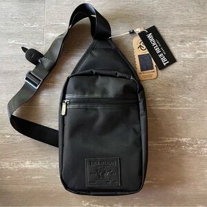 NWT True Religion Yeta 2.0 Logo Patch Sling Bag/Crossbody/chest bag in Black